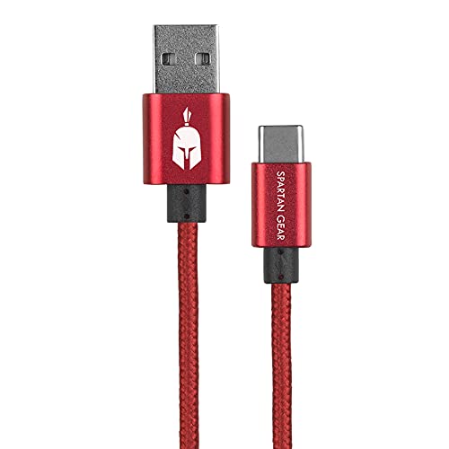 Spartan Gear - Двупосочен USB-кабел (тип C) (дължина: 2 м - съвместим с PlayStation 5Xbox Series X /Stabletmobile) (Цвят: червено) [