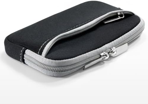 Калъф BoxWave, който е съвместим с LG Risio 4 (калъф от BoxWave) - Мек гащеризон с джоб, Мек калъф от неопрен, джоб с цип на ръкава за LG Risio 4 - катранен със сива тапицерия