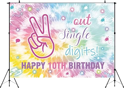 Hilioens 5 × 3 метра С 10-ия Рожден Ден На Едноцифрени Числа Фон Вратовръзка Боядисват Rainbow Girls Birthday I ' m 10 Фон за Снимки на Момичета в Десети Рожден Ден Банер украса
