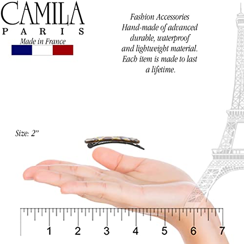 Camila Paris CP3377 Френски щипки за коса, за жени, оникс, ръчно изработени, шнола-шнола за момичета отстрани, аксесоари за коса за жени. Здрава фиксация, нескользящая дръжка, модерен трайно полагане, произведено във