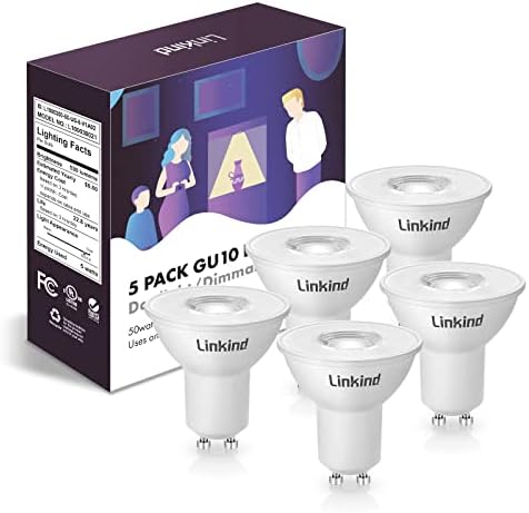 Комплект Linkind - 2 броя по 15 броя (5 опаковки 10 опаковки) Led флуоресцентни лампи, 5000k бял цвят MR16 GU10 с регулируема яркост, което е равно на 50 W, 5 530 W лумена, трековый лампа, една лампа, в списъка на UL