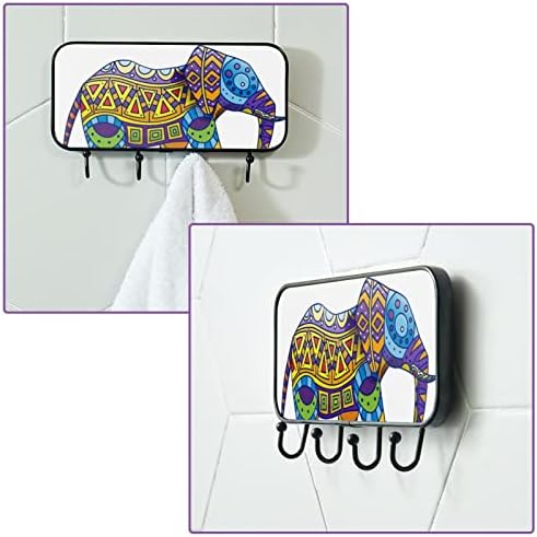 VIOQXI Цветни Стенни Куки под формата на Слон, за палто с 4 Куки, Закачалка за Шапки и Чантата си в коридора за Окачване на Дрехи, Ключове, Кърпи, Чанти, Шал