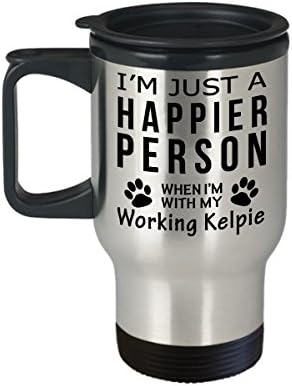 Кафеена Чаша За Любителите на кучета В Пътуване - Щастлив Човек С Работещи Келпи -Подаръци За Спасението на Собствениците на Домашни Любимци