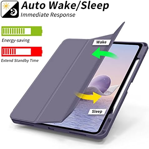 KenKe Нов калъф за iPad Pro 12,9 2022 (6-то поколение)/2021 (5-то поколение)/2020 г. (4-то поколение) Калъф с държач за моливи, [Поддръжка за зареждане на моливи /двойка], автоматично събуждане /заспиване Мека делото