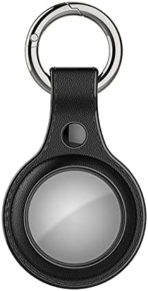 Калъф HXY за AirTag, пръстен-ключодържател, защитен кожен калъф от загуба (черен)