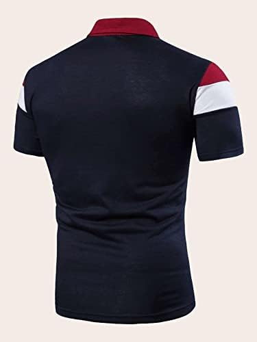 Мъжки Памучни Ризи Поло с къс ръкав Colorblock Casual Golf, Polo Classic намаляване на