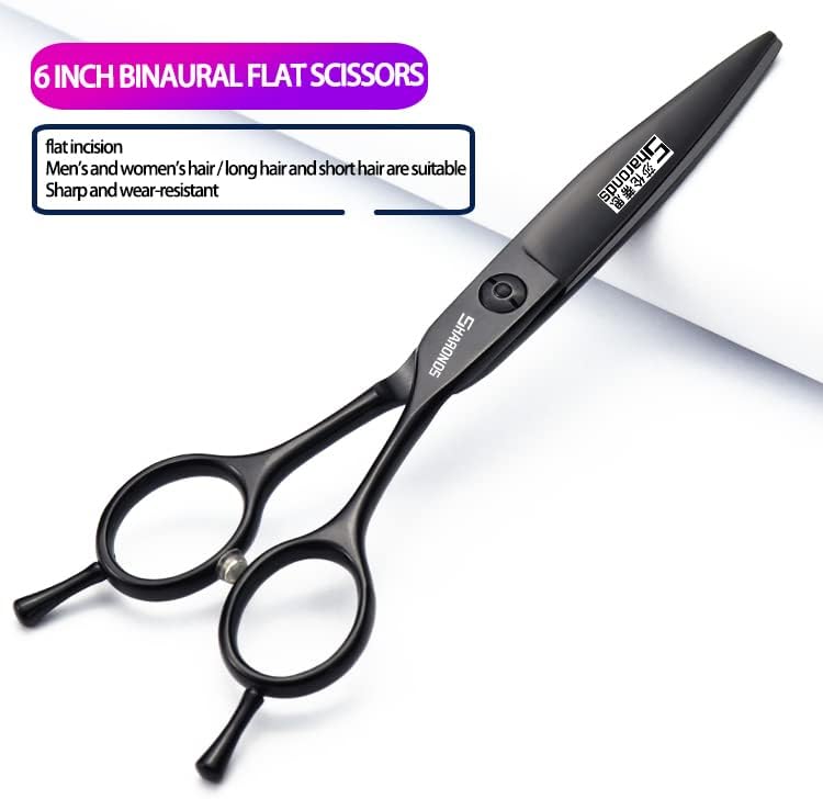 Професионални ножици за оформяне на косата и Комплект Ножици за Филировки на косата - Черен - Неръждаема Стомана J44C 5,5 / 67/7,5 инча (6 инча 3 бр.)