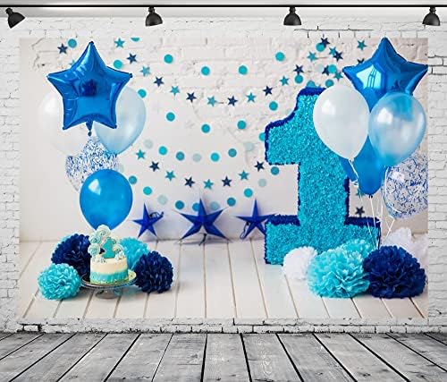 BELECO 5x3 фута Кърпа Синя Торта Разбият Фон за Freshers Фон За Първия Рожден Ден на Малкото Момче Балони Звезди Цветя Дървена Подова Украса за рожден Ден на Дванадесет Дете