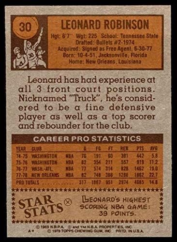 1978 Topps 30 Леонард Робинсън Ню Орлиънс Джаз (Баскетболно карта) в Ню Йорк Джаз Тенеси Св.