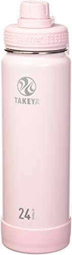 Takeya Actives Изолирано бутилка за вода от неръждаема стомана с капак-улей, 24 грама, Тъмно Синьо и Бутилка за вода от неръждаема стомана с капак-улей, 24 грама, Руж
