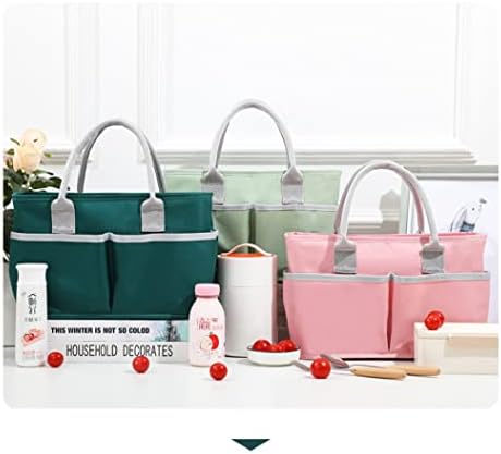 Дамски чанта за обяд с голям капацитет SMCINT, стилна дамска чанта за обяд от 5 странични дялове, чанта за bento от дебелото алуминиево фолио, множество чанта за пикник. (Зелен)