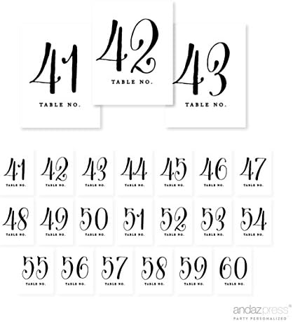 Табела за печат Andaz с номера 21-40 на Перфорирана хартия, Принт в формата на Цветя от Рози, Табела от картон 4,25 х 5,5 инча, 1 Комплект, за Сватби, Душата Младоженци