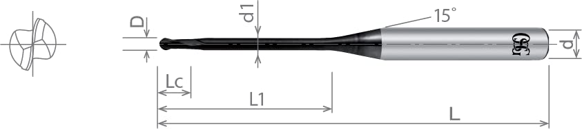 Твердосплавная топка бележка fresa OSG 2,0 мм (заусенец) - С диамант покритие - Съвместима с фрезерными системи Roland; DWX-4, DWX-50, DWX-51, DWX-52 - Предназначени за обработка на цирконий и композитни материали