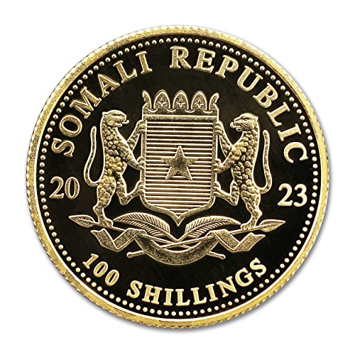 2023 1/10 унция Сомалийското Златен Слон - Африканска Монета на Дивата Природа Диамант, Без да се прибягва 24-КАРАТОВО 100 Шилинга БУ