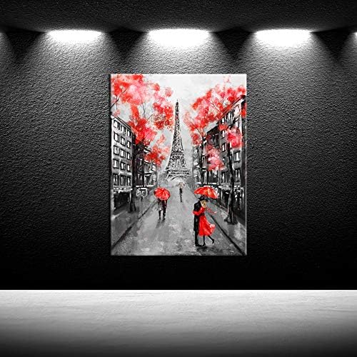 iKnow FOTO Декор под формата на Айфеловата Кула, за да Спални, Розова Парижката Тема, Стенно Изкуство, Щампи върху Платно, е Черно-бяла Картина, Giclee, Романтични Двойки на улицата, Живопис върху Платно 24x32 инча