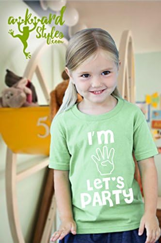Тромав Стилове I 'm Four Let' s Party Тениски за деца, Детски Тениски Облекло За Рожден Ден За четиригодишно дете