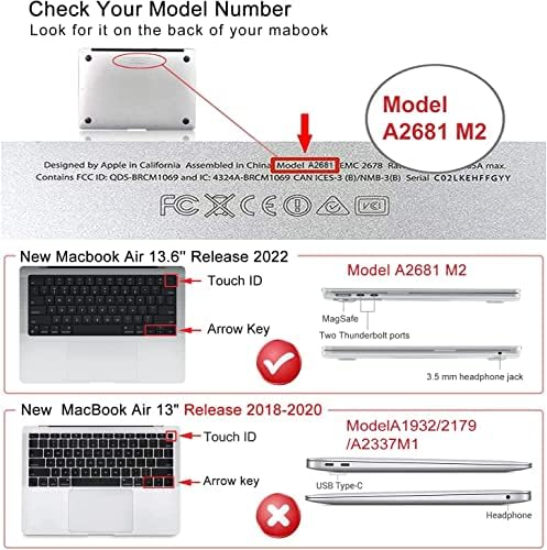 iCasso за MacBook Air M2 Калъф 13,6 см 2022 2023 година на Издаване, модел A2681, Прозрачен Твърд Калъф, калъф за лаптоп, Защитно фолио за екрана и клавиатура за Mac Air 13 M2 с малка чанта, Розова Литър-Прозрачен