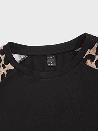 FDSUFDY Комплект дрехи от две части за мъже, тениски с ръкав raglan с леопардовым принтом и спортни шорти (Цвят: черен Размер: XX-Large)