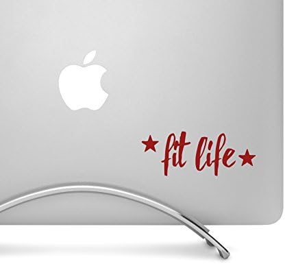 Fit Life със звезди - Vinyl стикер цвят бордо ширина 4 инча - За MacBook, лаптоп, таблет, колата и много други!