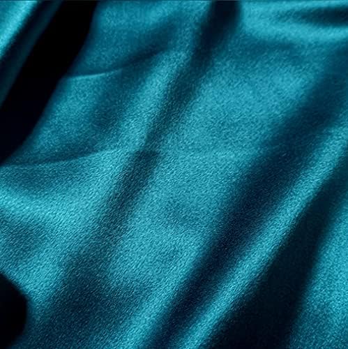 Чиста Коприна тъкани Шармез ширина 22 мм 45, Монофонични Естествена Коприна за Спално бельо, Сватбена Рокля, направи си сам, Продава се двор или половин ярд (Продава се двор, от паун синя)