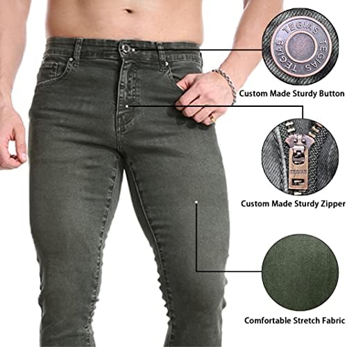 Дънки TEGIAS Slim Fit Удобни Цветни Дънкови Панталони за Мъже