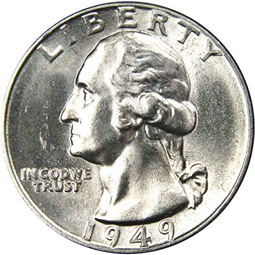 Монета на САЩ достойнство 25 карат от 90% сребро Вашингтонския квартал на 1949 г., не циркулировавшая на Монетния двор на щата БУ.