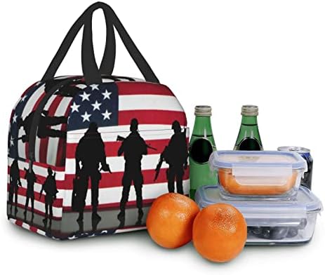 Чанта за Обяд На Ден на Ветераните на Американския Флаг, Чанта-Тоут, Изолиран Обяд-Бокс, Термосумка За Обяд За Жени/Мъже/Работа /Пикник