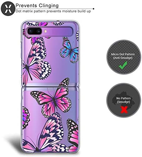 Калъф LSL за Samsung Galaxy Z Flip 5G Калъф Прозрачни Пеперуди, Цветя Сладък Дизайн Модел Твърд PC Противоударная Защита на Пълна Защита на тялото Калъф за безжичното зареждане Galaxy Z Flip 5G 6,7 инча