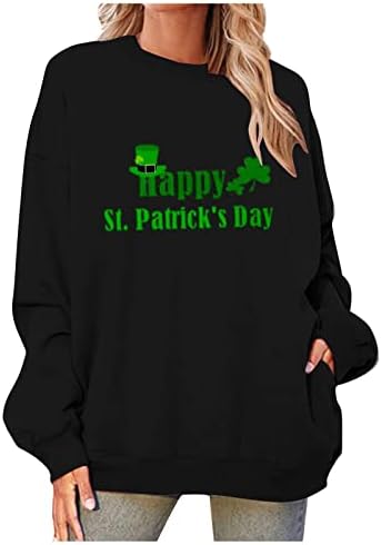 NOKMOPO/ Дамски Hoody, Пуловер с принтом на Деня на Св. Патрик, който е Кръгъл Отвор, Занижена раменете, Блуза с Дълги ръкави