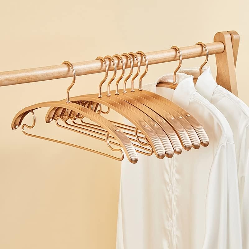 FSYSM 5 бр. удебелена закачалка алуминиева сплав, закачалка за булчински рокли, нескользящая закачалка, простор за пуловери и панталони (Цвят: златен размер: 43 * 18 cm)