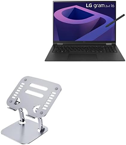 Поставяне и монтиране на BoxWave са Съвместими с планшетным лаптоп LG 2 в 1 16T90Q (16 инча) - Поставка за лаптоп клас VersaView, Ергономична Регулируема Метална поставка за лаптоп - Сребрист металик
