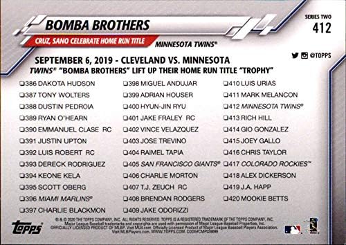 2020 Topps 412 Бейзболна картичка Bomba Brothers Minnesota Twins MLB