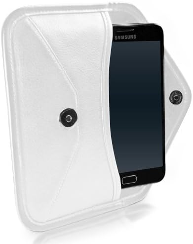 Калъф BoxWave, който е Съвместим с Motorola Moto G8 Play (калъф от BoxWave) - Луксозни Кожена чанта-месинджър, дизайн своята практика-плик от изкуствена кожа за Motorola Moto G8 Play - цвят слонова кост, Бял