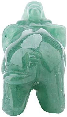 Нефритови статуетки Слон Akozon 2 инча От Естествен Нефрит, Резбовани Кристални Статуетка на Слон, Украса За Дома, Обзавеждането (Зелен Авантюрин)